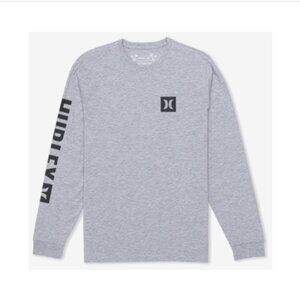 Hurley Men's Icon Tee Long Sleeve T-Shirt, Grey Heather, NWT